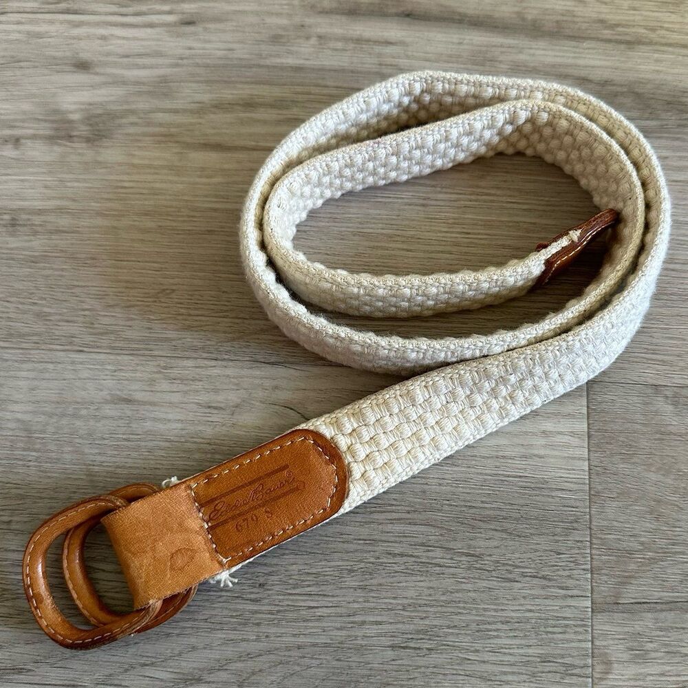 Vintage 1990’s Eddie Bauer Fisherman’s Rope & Tan Leather Loop Belt Size Small - Picture 5 of 7